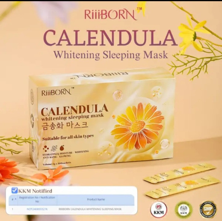RiiiBORN Calendula Whitening Sleeping Mask KKM Certified Wash Free